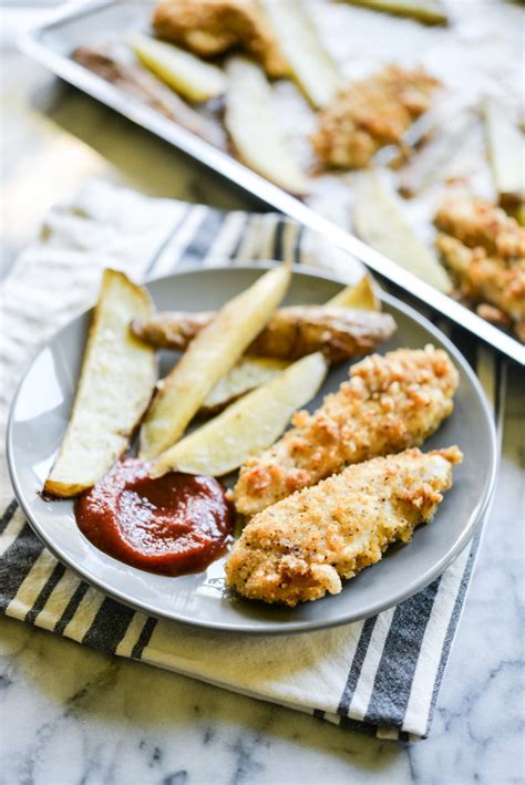 healthier-crispy-oven-baked-chicken-tenders-and-fries image