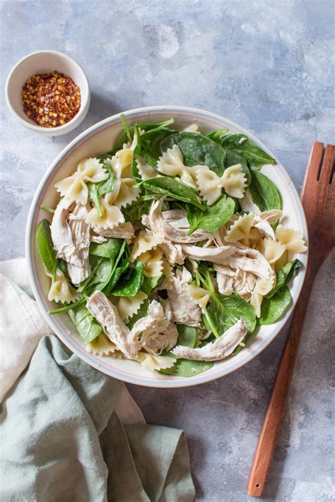 cold-chicken-spinach-pasta-salad-easy-healthy-ish image