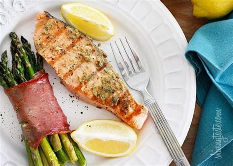 grilled-garlic-dijon-herb-salmon-skinnytaste image