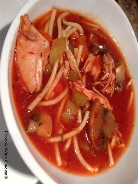 turkey-and-vegetable-tomato-noodle-soup-food image