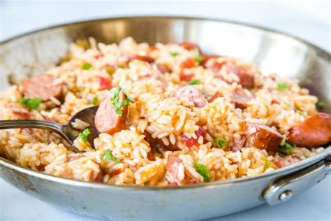 easy-sausage-and-rice-skillet-recipe-food image