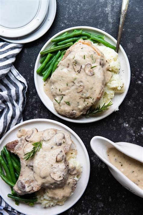 slow-cooker-pork-chops-with-a-creamy-mushroom-gravy image