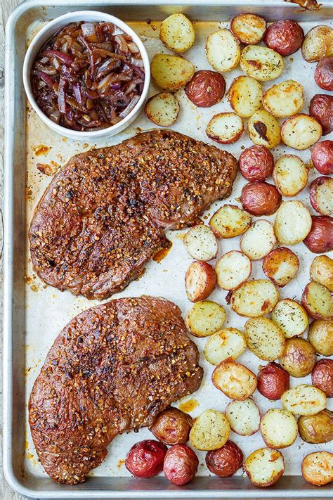sheet-pan-steak-and-potatoes-recipe-eatwell101 image