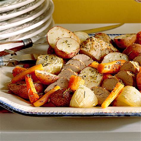 oven-roasted-vegetables-and-pork-recipe-myrecipes image