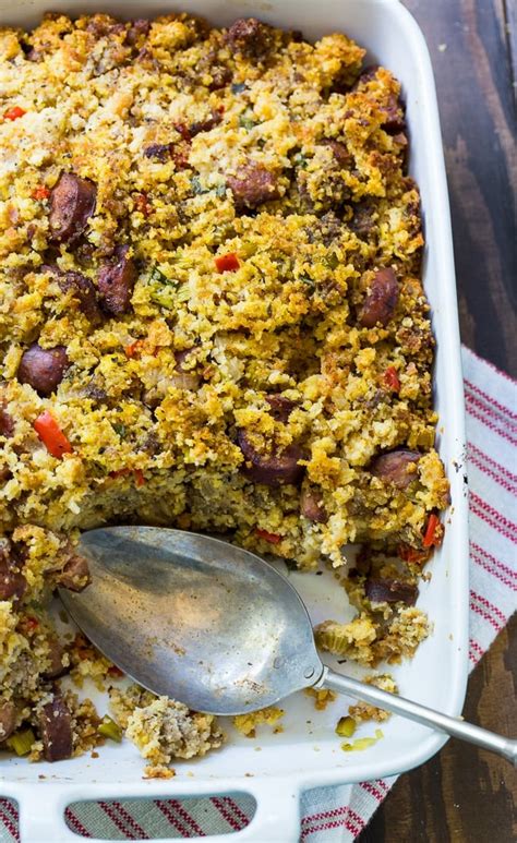 andouille-sausage-and-cornbread-stuffing-spicy image