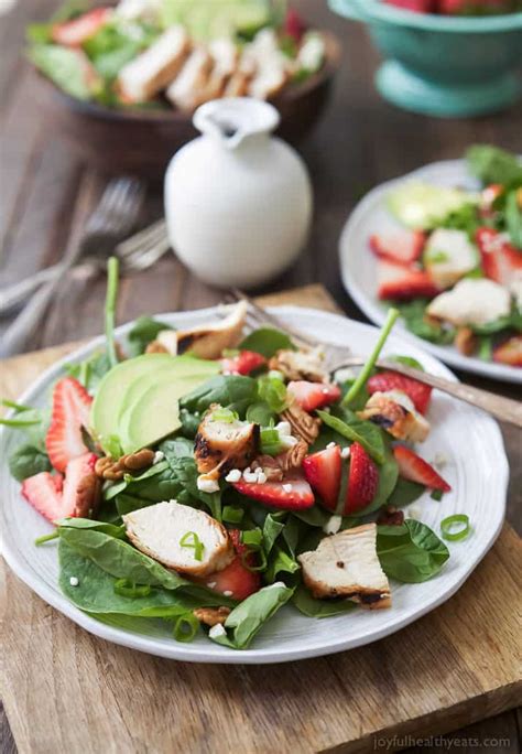 avocado-strawberry-spinach-salad-with-grilled-chicken image