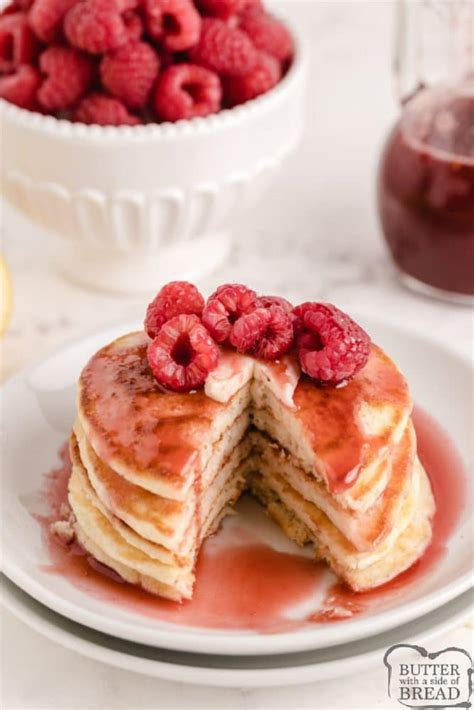 lemon-pancakes-with-raspberry-syrup-butter image