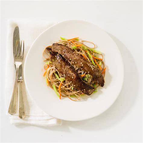 soy-marinated-flank-steak-with-soba-noodles image