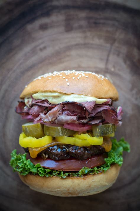 grilled-pastrami-burger-with-spicy-brown-mustard-mayo image