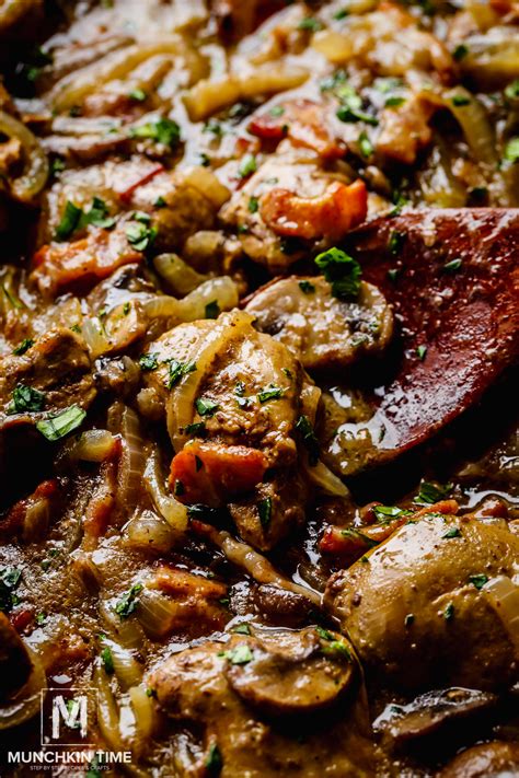 chicken-liver-recipe-with-bacon-onions-mushroom-sauce image