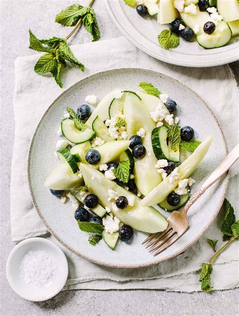 honeydew-cucumber-salad-with-feta-and-blueberries image