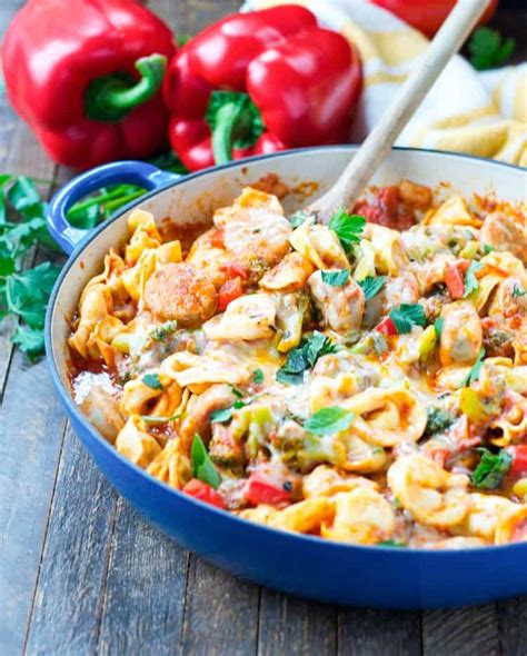 one-skillet-cheese-tortellini-with-chicken-sausage image