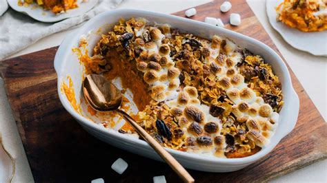 sweet-potato-casserole-with-marshmallows-and-pecans image