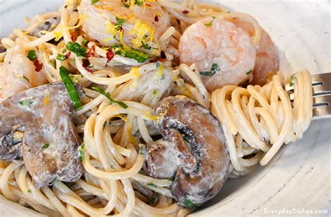 light-and-creamy-shrimp-and-mushroom-pasta image