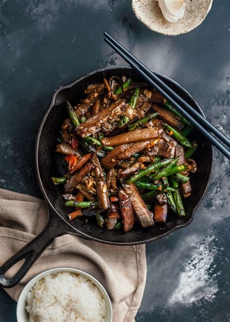 chinese-stir-fried-eggplant-and-green-beans-the-plant image