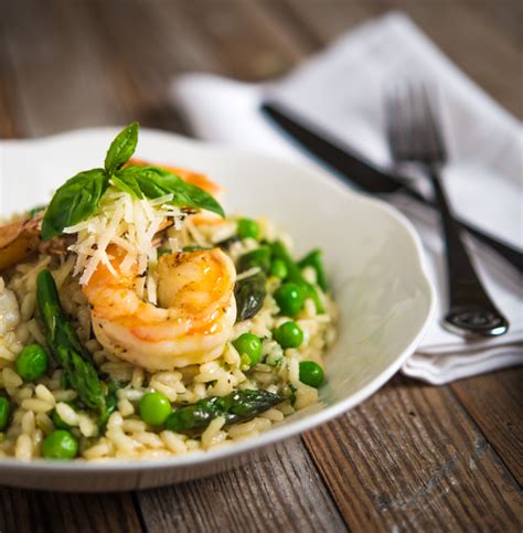 spring-risotto-with-lemon-garlic-shrimp-southern image