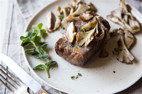 broiled-top-sirloin-steak-with-sauted-maitake-and image