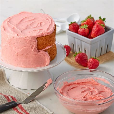 fresh-homemade-strawberry-buttercream-frosting image