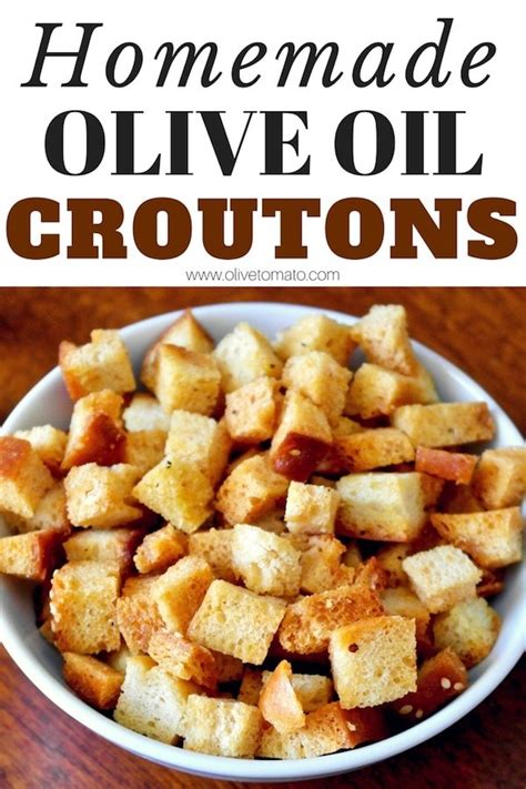 homemade-olive-oil-croutons-olive-tomato image