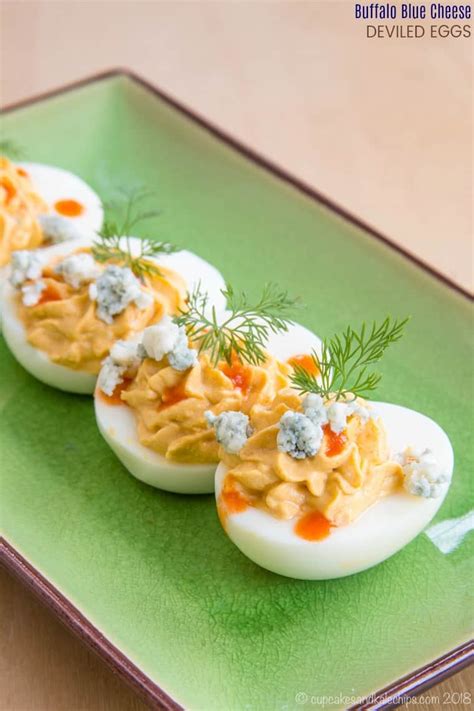 buffalo-deviled-eggs-with-blue-cheese-easy-potluck-appetizer image