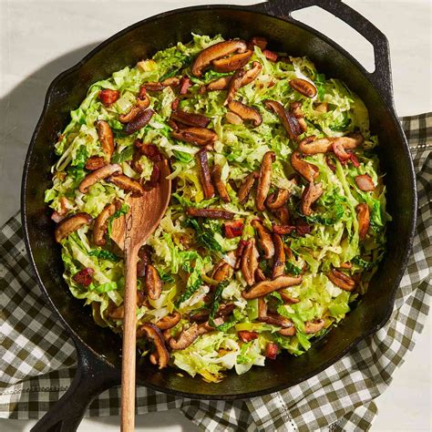 skillet-cabbage-with-bacon-mushrooms-eatingwell image