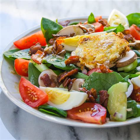 spinach-bacon-warm-goat-cheese-salad-garlic image