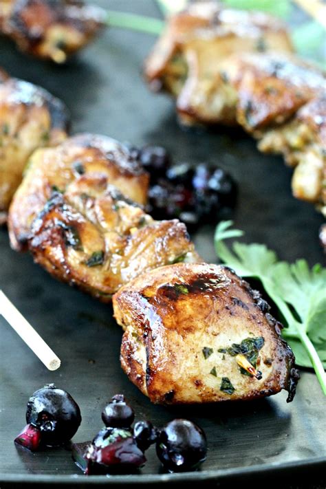 cilantro-lime-chicken-skewers-with-wild-blueberry-salsa image