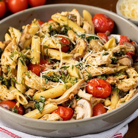 chicken-penne-pasta-with-mushrooms-and-tomatoes image