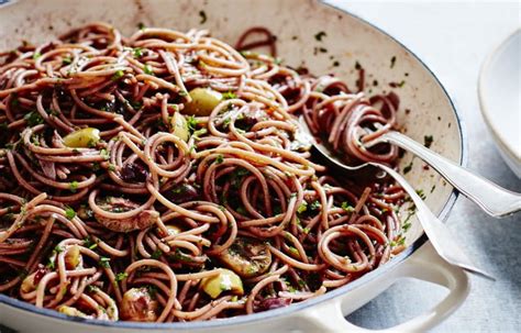 red-wine-spaghetti-with-olives-and-anchovies image