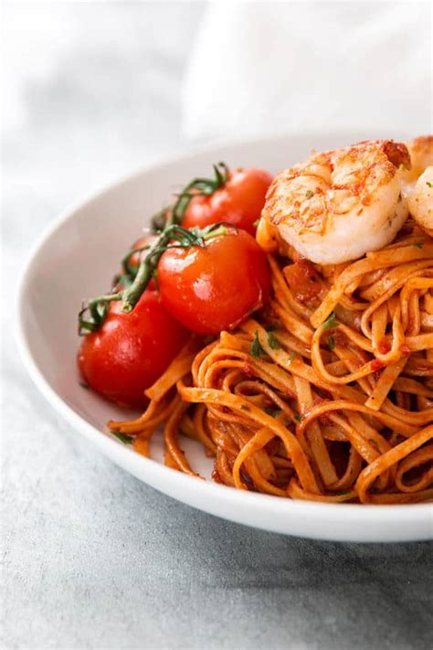 garlic-butter-shrimp-pasta-with-tomato-sauce-savory image