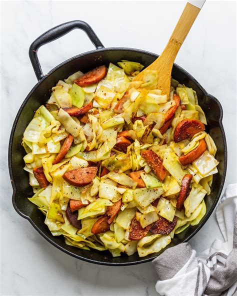 30-minute-kielbasa-and-cabbage-skillet-recipe-kitchn image