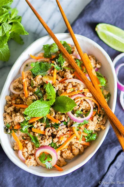 thai-minced-pork-over-rice-noodle-larb-spice-the image