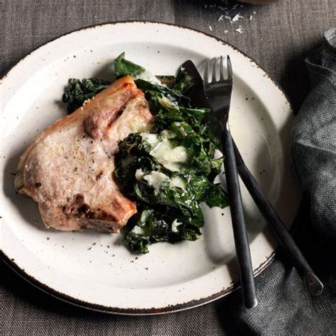 baked-pork-chops-with-swiss-chard-food image