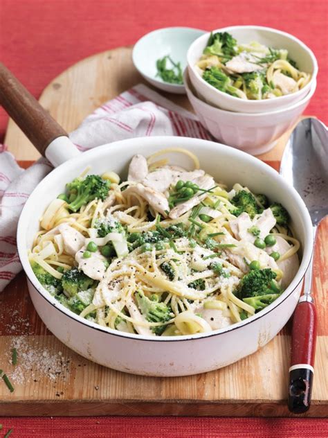 creamy-chicken-leek-and-pea-pasta-recipe-healthy image