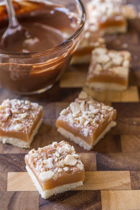 homemade-caramel-almond-shortbread-bites-lovely image