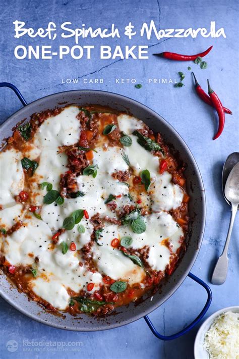 beef-spinach-mozzarella-one-pot-bake-ketodiet-blog image