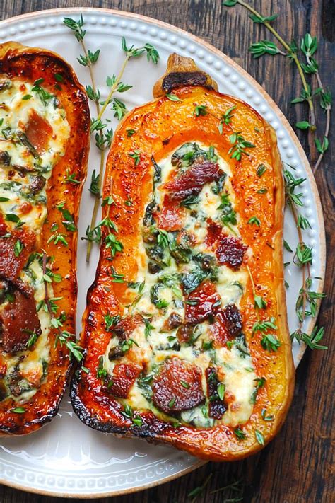 stuffed-butternut-squash-with-spinach-bacon-and-cheese image