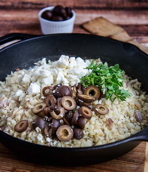 greek-cauliflower-rice-with-feta-and-olives-foraged image