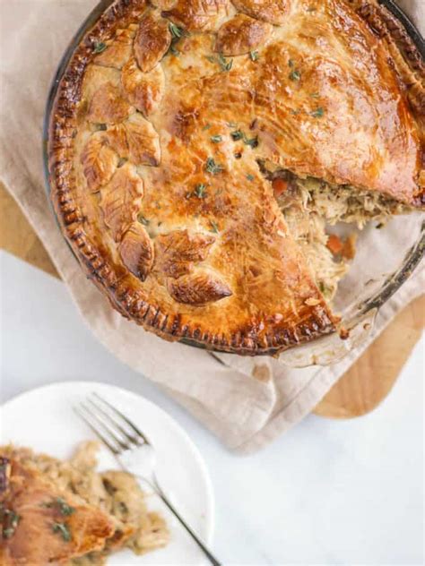 chicken-pie-recipe-with-crispy-bacon-puff-pastry-taming-twins image