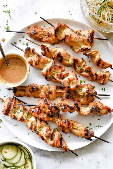 chicken-satay-with-lighter-almond-dipping-sauce image