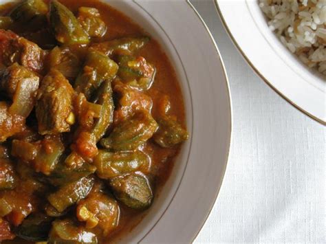 persian-okra-stew-with-meat-recipe-khoresh-bamieh image