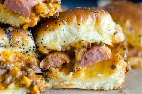baked-chili-dog-sliders-meaty-cheesy-delicious image