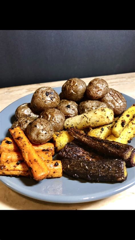 simple-roasted-baby-potatoes-and-rainbow-carrots image