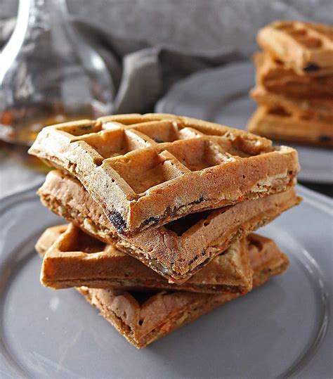 easy-healthy-ish-carrot-cake-waffles-with-cream image