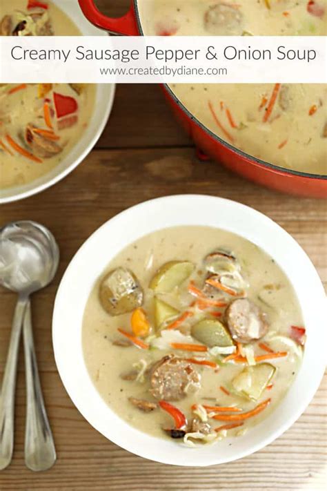 creamy-sausage-pepper-and-onion-soup-created image