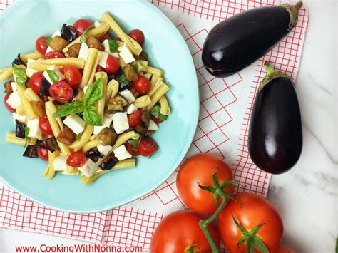 sicilian-pasta-salad-with-fried-eggplant-tomatoes-and image