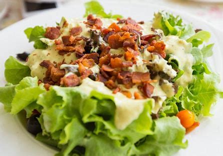 spinach-and-romaine-salad-with-bacon-and-buttermilk image