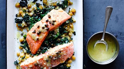slow-cooked-salmon-chickpeas-and-greens image