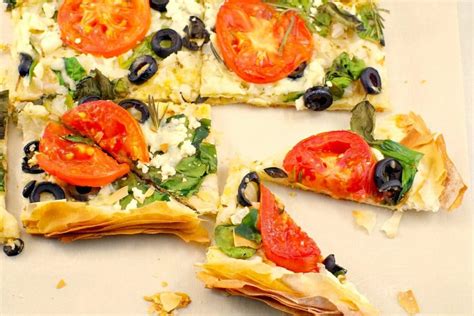 greek-vegetarian-phyllo-dough-pizza-food image