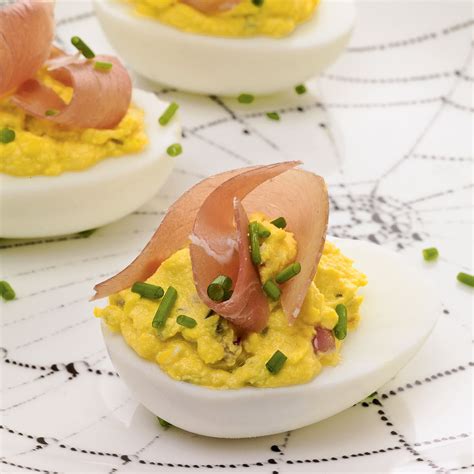 deviled-eggs-with-country-ham-recipe-ford-fry-food image